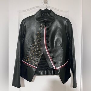 Louis Vuitton Black and Gold Leather Jacket